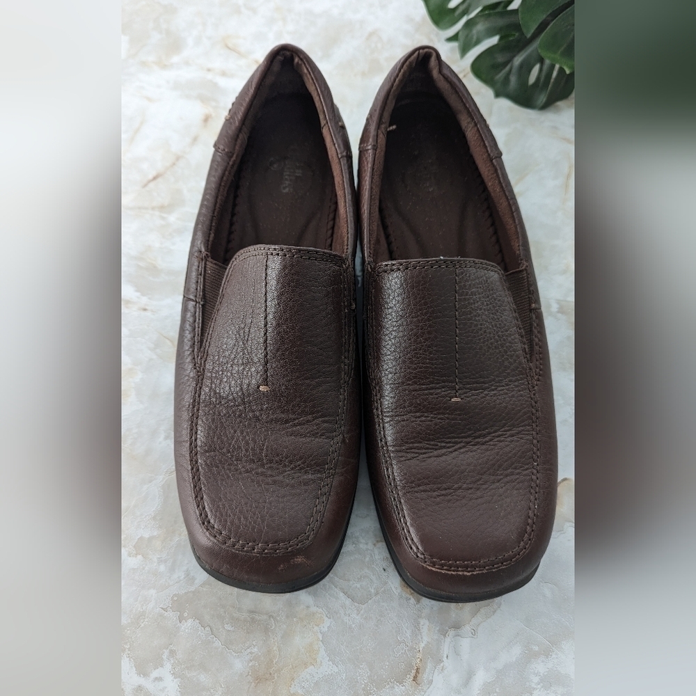 Cobbie Cobblers Brown Leather Full Grain Loafers, Women's Size 8 1/2W